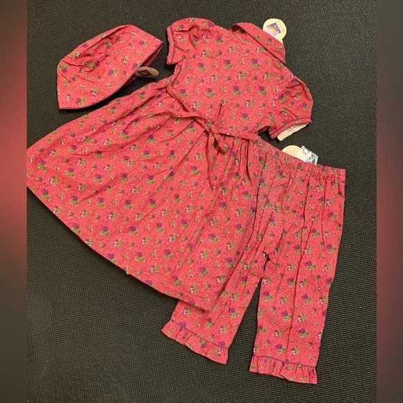 NEW April Cornel Cornelloki Pink Floral Smocked Dress Petticoat Pants Hat Set 2 - Picture 8 of 8